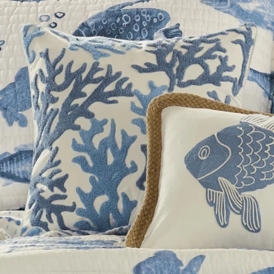 Pataya Coral Decorative Pillow Blue - Levtex Home 2 Pataya Coral Decorative Pillow Blue - Levtex Home - Image 2