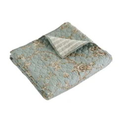 Lyon Teal Toile Quilted Throw - Levtex Home -CozyNest Sales Store GUEST 1fa017bc f018 4a98 824d 3d9d423c5d67