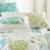 Biscayne - Green Coral Embroidered Pillow - Green, White - Levtex Home