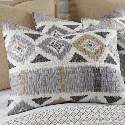 Santa Fe Standard Sham - Greys, Tan, And White - Levtex Home 1 Santa Fe Standard Sham - Greys, Tan, And White - Levtex Home