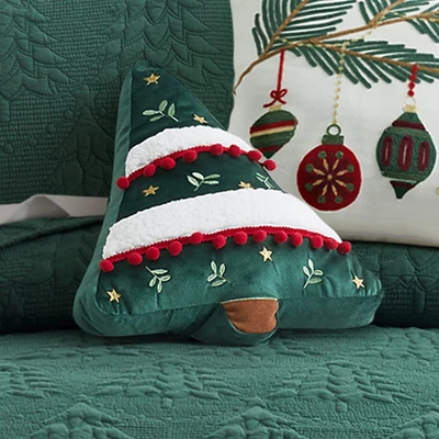 O Christmas Tree Green Shaped Christmas Tree Pillow - Levtex Home 1 O Christmas Tree Green Shaped Christmas Tree Pillow - Levtex Home