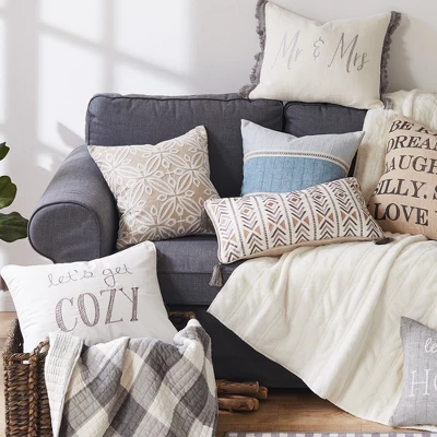 Perla Grey Mr. & Mrs Decorative Pillow - Levtex Home 3 Perla Grey Mr. & Mrs Decorative Pillow - Levtex Home - Image 3