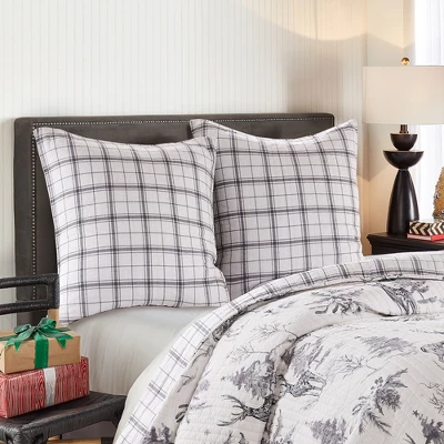 Villa Lugano Sleigh Bells Holiday Gray Euro - One Euro Sham - Levtex Home 1 Villa Lugano Sleigh Bells Holiday Gray Euro - One Euro Sham - Levtex Home