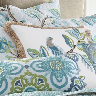 Cressida Bird Fringe Decorative Pillow - Levtex Home 1 Cressida Bird Fringe Decorative Pillow - Levtex Home