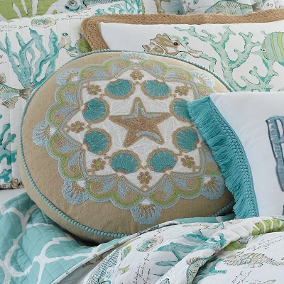 Calafel Round Coastal Medallion Decorative Pillow - Levtex Home 1 Calafel Round Coastal Medallion Decorative Pillow - Levtex Home