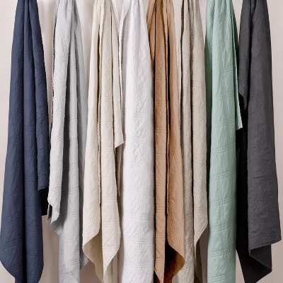 Washed Linen Sandstone Quilted Throw - Levtex Home 4 Washed Linen Sandstone Quilted Throw - Levtex Home - Image 4