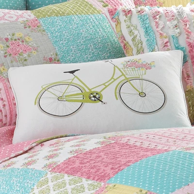 Vintage Rose Bicycle Decorative Pillow - Levtex Home 1 Vintage Rose Bicycle Decorative Pillow - Levtex Home
