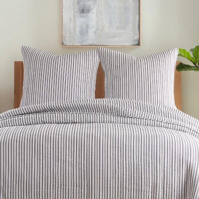 Tobago Stripe Charcoal Euro Sham Set - Two Euro Shams - Levtex Home 1 Tobago Stripe Charcoal Euro Sham Set - Two Euro Shams - Levtex Home