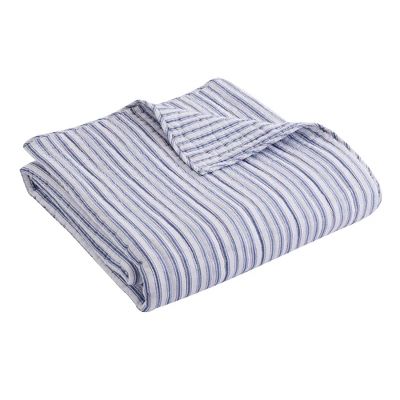 Tobago Stripe Blue Quilted Throw - Levtex Home 2 Tobago Stripe Blue Quilted Throw - Levtex Home - Image 2