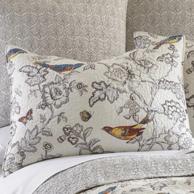 Mockingbird Toile Quilt And Pillow Sham Set - Levtex Home 3 Mockingbird Toile Quilt And Pillow Sham Set - Levtex Home - Image 3
