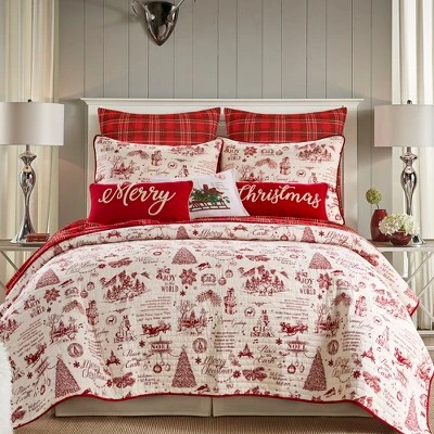 Yuletide Holiday Euro Sham Set Of 2 Red - Levtex Home 2 Yuletide Holiday Euro Sham Set Of 2 Red - Levtex Home - Image 2