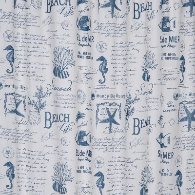 Beach Life Lined Shower Curtain With Grommets Navy - Levtex Home 3 Beach Life Lined Shower Curtain With Grommets Navy - Levtex Home - Image 3