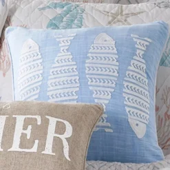 Blue Sea Fish Embroidered Decorative Pillow - Levtex Home -CozyNest Sales Store GUEST b9a015ff 40dd 46c1 9832 fc8d8fcbf293