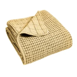 Mills Waffle Ochre Quilted Throw- Levtex Home -CozyNest Sales Store GUEST c771c1c6 c601 4f83 b22a a9c3b447938e