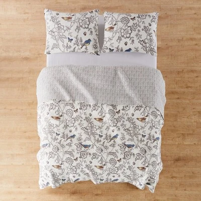Mockingbird Toile Quilt And Pillow Sham Set - Levtex Home 1 Mockingbird Toile Quilt And Pillow Sham Set - Levtex Home